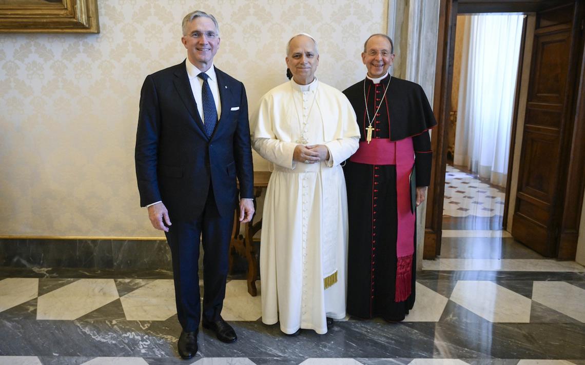 Supreme Knight Patrick Kelly, Supreme Chaplain Archbishop William Lori and Pope Leo Supreme Knight Patrick Kelly, Supreme Chaplain Archbishop William Lori and Pope Leo